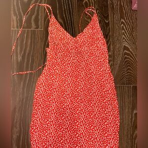 Red Printed Mini Dress with Spaghetti Straps